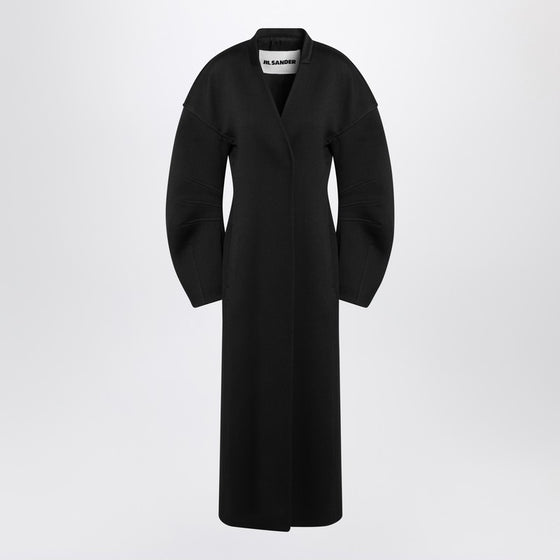 Jil Sander Black double-breasted coat in virgin wool