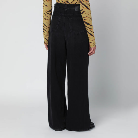 GANNI Black washed-effect baggy jeans