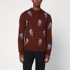 Jil Sander Brick-coloured alpaca sweater with embroidery
