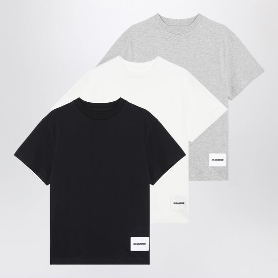 Jil Sander Set of three cotton T-shirts with logo patch