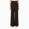 THE MANNEI Brown wool pinstripe trousers
