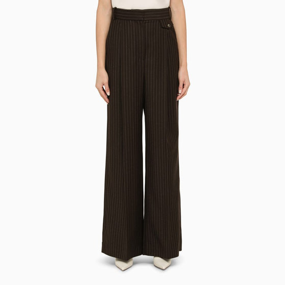 THE MANNEI Brown wool pinstripe trousers