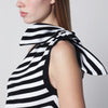Patou Black and white striped one-shoulder mini dress