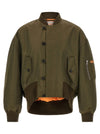 J.w.anderson Green Bomber Jacket With Asymmetric Hem