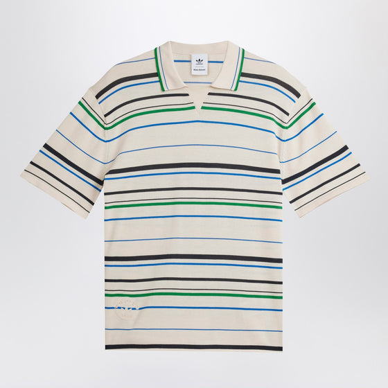 adidas by Wales Bonner White striped polo shirt in cotton blend