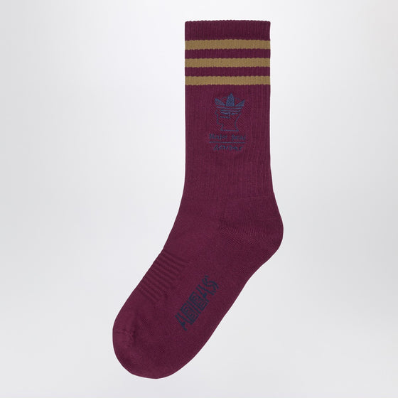 adidas x Brain Dead Maroon red socks with logo