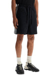 Y-3 black cotton shorts with white stripes
