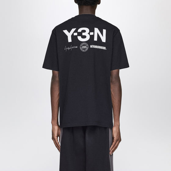 adidas Y-3 X Neighborhood Black oversized T-shirt with logo prints