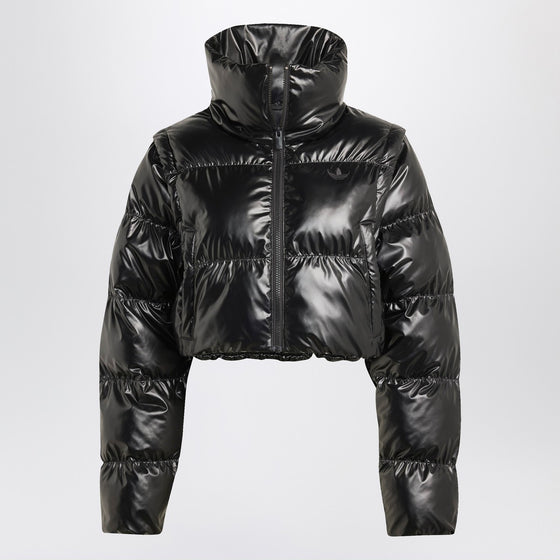 adidas Originals Shiny black convertible cropped puffer jacket