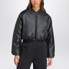  adidas Originals Black faux leather zip-up bomber jacket