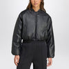 adidas Originals Black faux leather zip-up bomber jacket