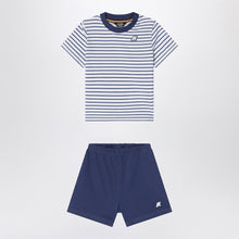  K-Way Two-piece blue striped cotton outfit