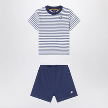  K-Way Two-piece blue striped cotton outfit