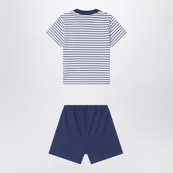 K-Way Two-piece blue striped cotton outfit