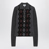 GANNI Grey polo with wool diamonds