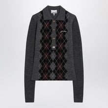  GANNI Grey polo with wool diamonds
