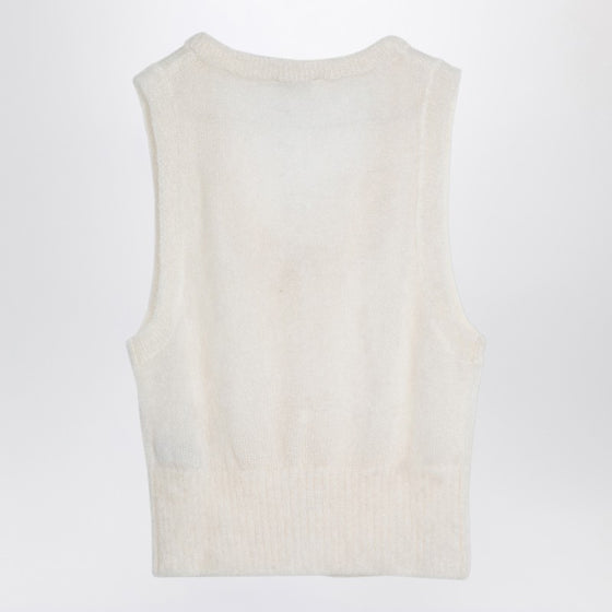GANNI White mohair lace-up vest