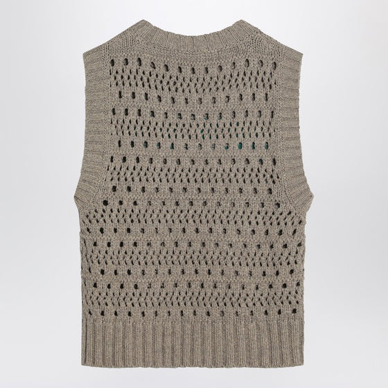 GANNI Perforated vest with logo inlay