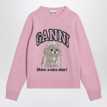  GANNI Pink sweater with poodle