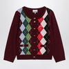 GANNI Burgundy checked cardigan in cashmere blend