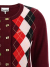 Ganni Burgundy Check Cardigan