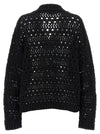 Ganni Black Crochet V-neck Sweater