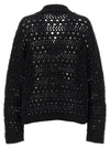 Ganni Black Crochet V-neck Sweater