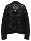 Ganni Black Crochet V-neck Sweater