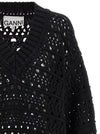 Ganni Black Crochet V-neck Sweater