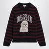 GANNI Striped sweater with poodle