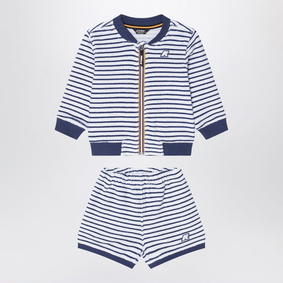 K-Way Sponge outfit white/cobalt blue striped
