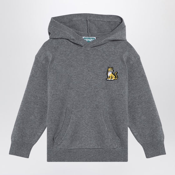 KENZO Grey cotton blend hooded jumper