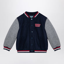  KENZO Navy blue/grey wool blend bomber jacket