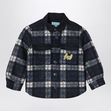  KENZO Navy blue chequered shirt in wool blend