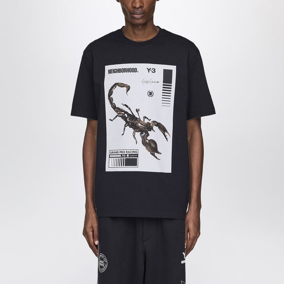 adidas Y-3 X Neighborhood Black oversized T-shirt with logo prints