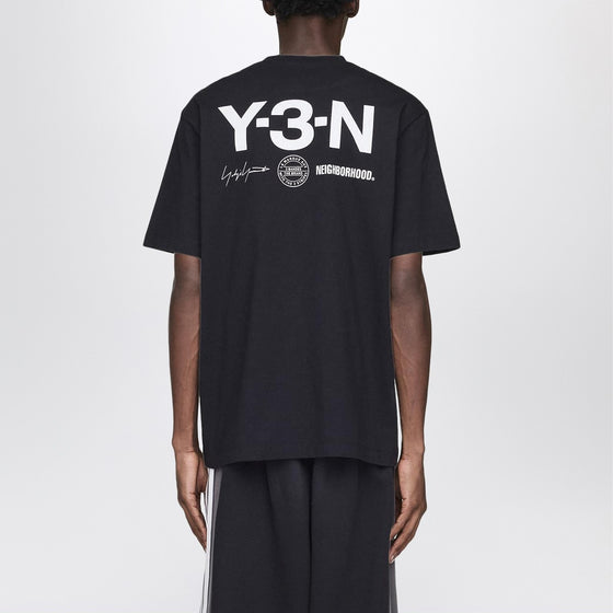 adidas Y-3 X Neighborhood Black oversized T-shirt with logo prints