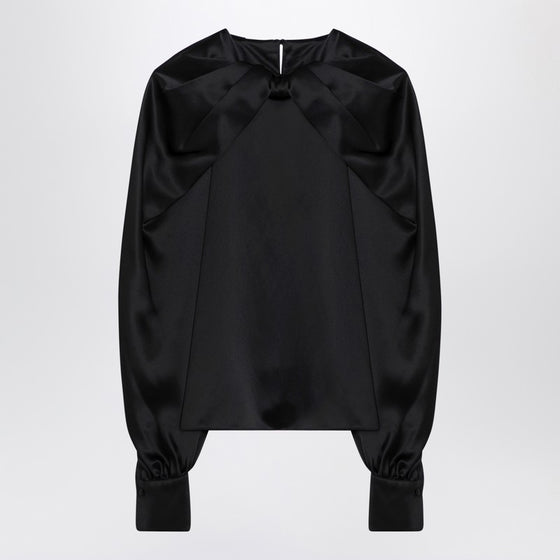 Max Mara Pianoforte Black silk satin blouse