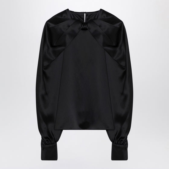 Max Mara Pianoforte Black silk satin blouse