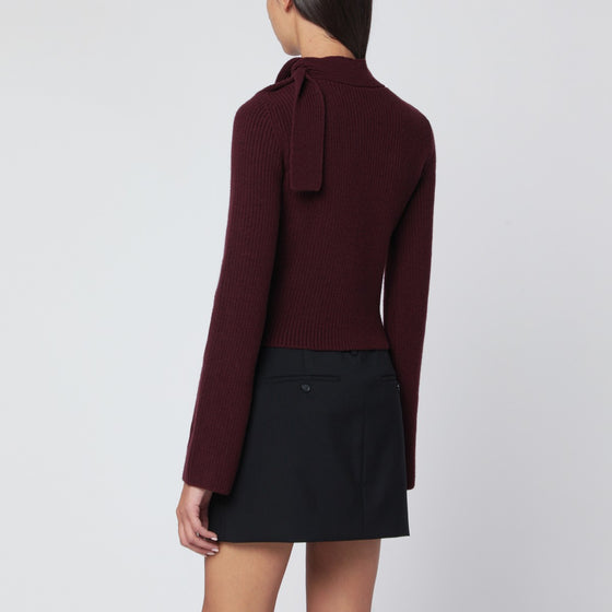 Patou Burgundy sweater with scarf collar