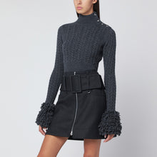  Patou Gray fringed sweater in wool and cashmere