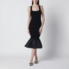 Patou Black dress with faille ruffle hem