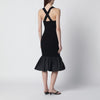 Patou Black dress with faille ruffle hem