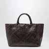 Manebí Bali tote bag in woven leather, dark brown