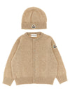Moncler Enfant Cardigan + Logo Embroidery Beanie