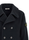 Stone Island Double-breasted Coat With Logo Badge