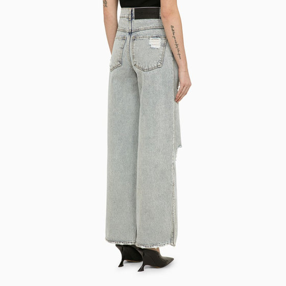 THE MANNEI Lathi blue wide denim jeans with wear