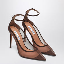  Aquazzura Decolleté Love Affair 105 in mesh with brown suede