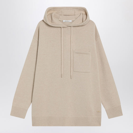 Max Mara Beige wool and cashmere knit hoodie