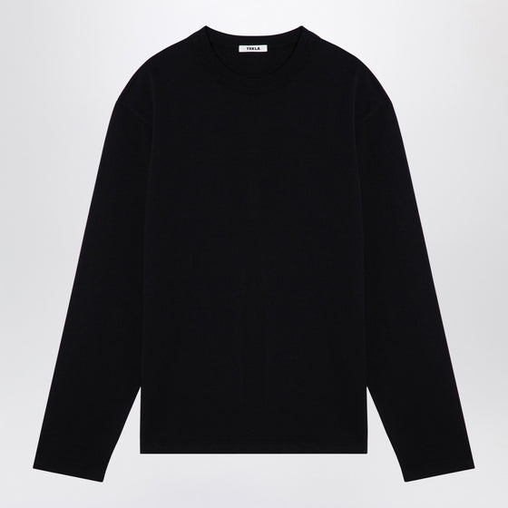 Tekla Black pyjama crew-neck sweater