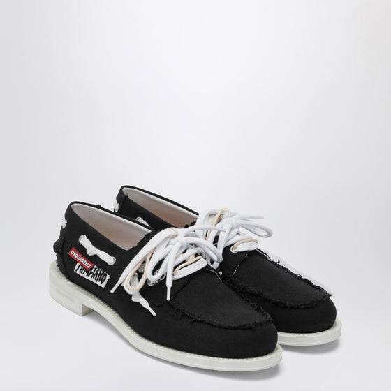 Magliano X D2 Black fabric boat shoes